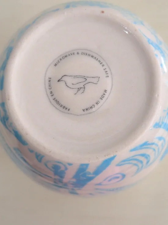 Anthropologie M Alphabet Monogram Ceramic Mug White And Blue - Picture 6 of 7